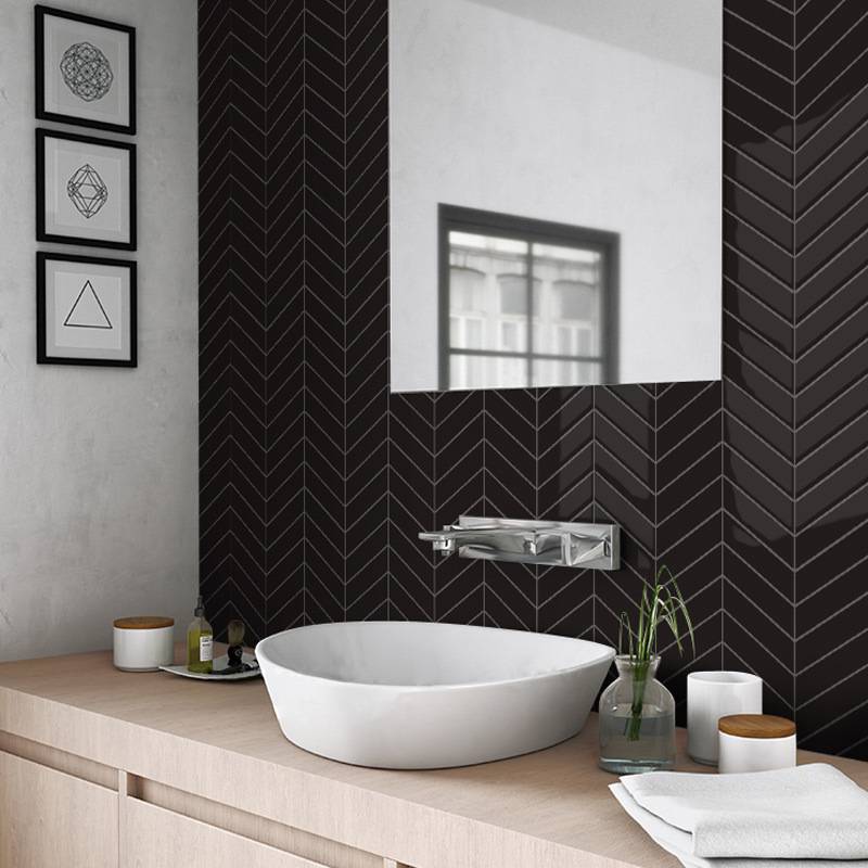 Gạch mosaic xương cá đen mờ