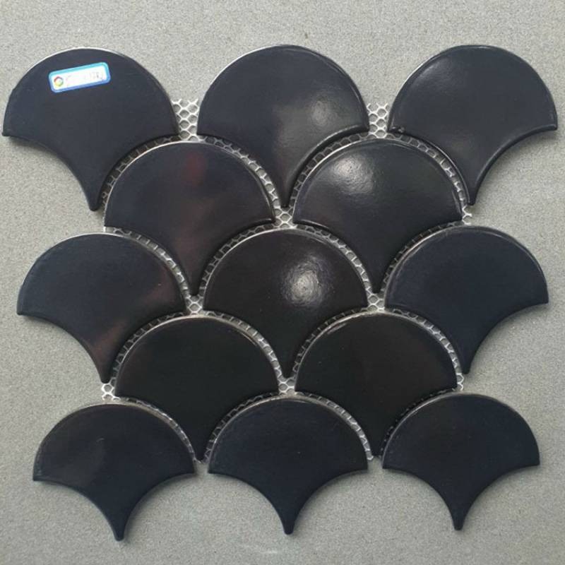 Gạch mosaic vảy cá đen bóng Gạch mosaic vảy cá đen bóng