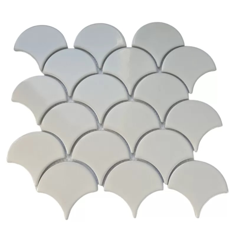 Gạch mosaic vảy cá màu kem Gạch mosaic vảy cá màu kem